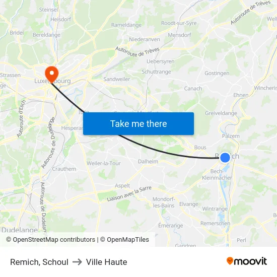 Remich, Schoul to Ville Haute map