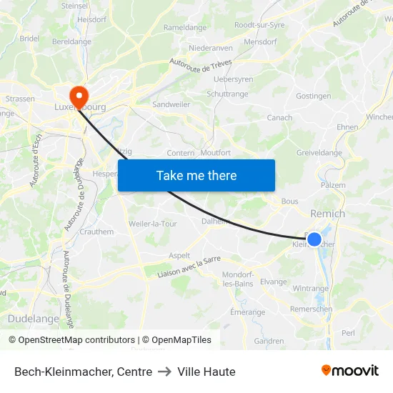 Bech-Kleinmacher, Centre to Ville Haute map
