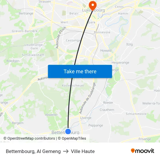 Bettembourg, Al Gemeng to Ville Haute map