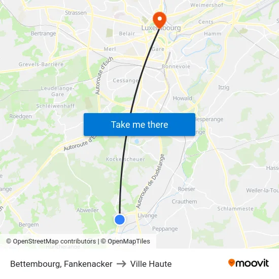 Bettembourg, Fankenacker to Ville Haute map