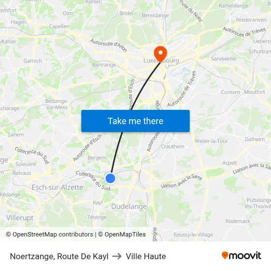 Noertzange, Route De Kayl to Ville Haute map