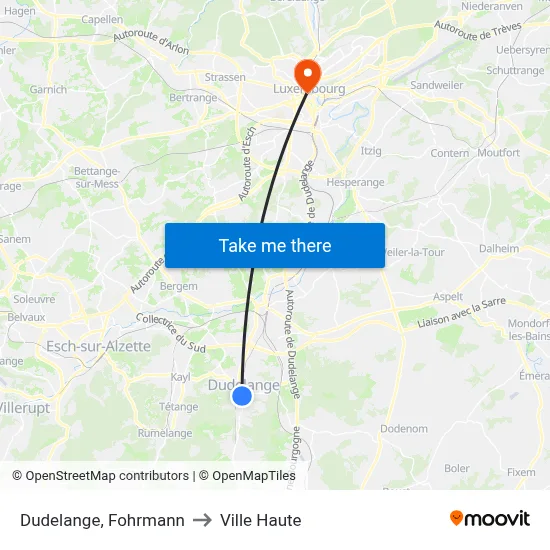 Dudelange, Fohrmann to Ville Haute map