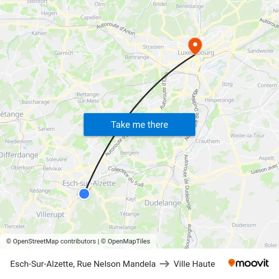 Esch-Sur-Alzette, Rue Nelson Mandela to Ville Haute map