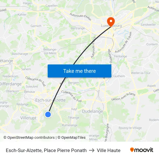 Esch-Sur-Alzette, Place Pierre Ponath to Ville Haute map
