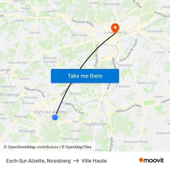 Esch-Sur-Alzette, Nossbierg to Ville Haute map