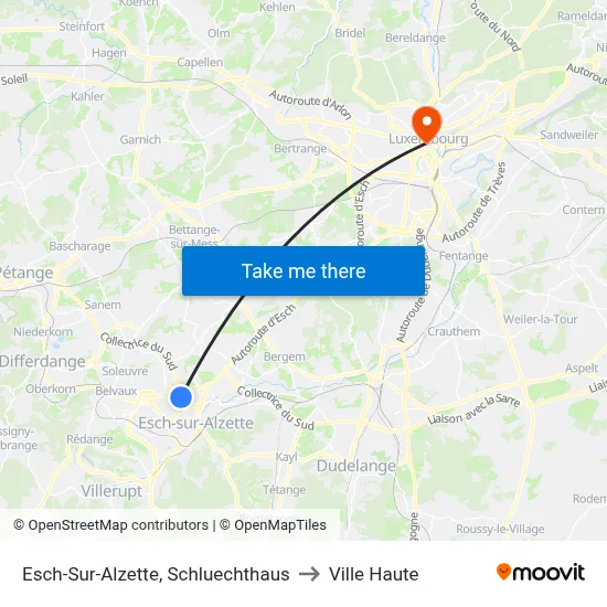 Esch-Sur-Alzette, Schluechthaus to Ville Haute map