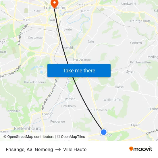 Frisange, Aal Gemeng to Ville Haute map