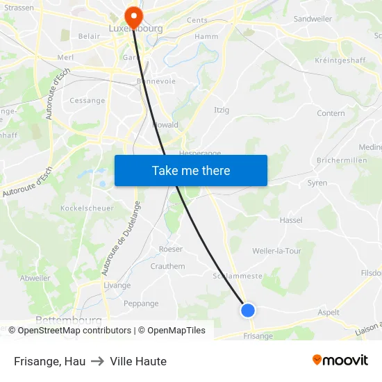 Frisange, Hau to Ville Haute map