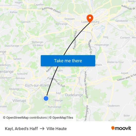 Kayl, Arbed's Haff to Ville Haute map