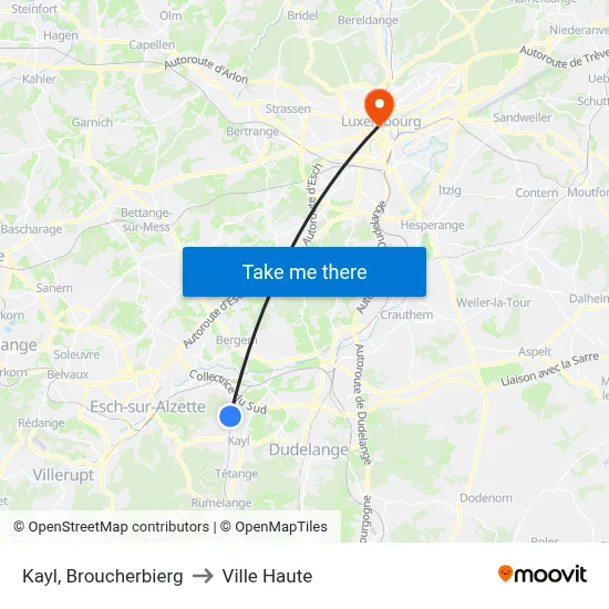 Kayl, Broucherbierg to Ville Haute map