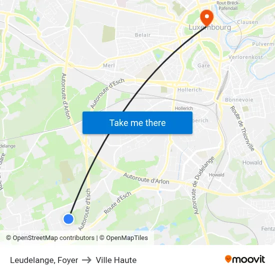 Leudelange, Foyer to Ville Haute map