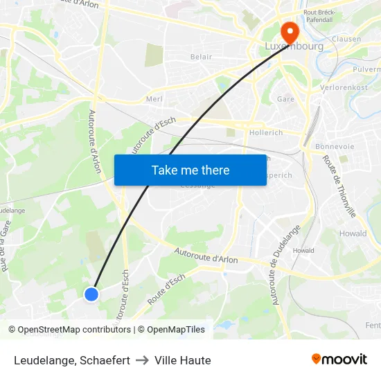 Leudelange, Schaefert to Ville Haute map