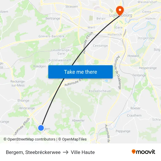 Bergem, Steebréckerwee to Ville Haute map