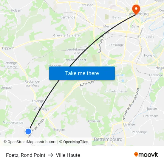 Foetz, Rond Point to Ville Haute map
