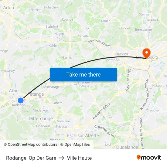 Rodange, Op Der Gare to Ville Haute map