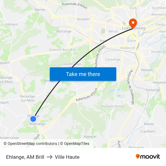 Ehlange, AM Brill to Ville Haute map