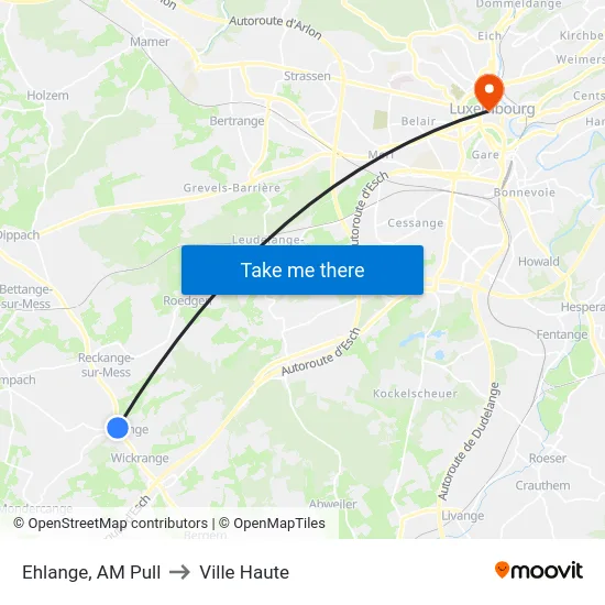 Ehlange, AM Pull to Ville Haute map