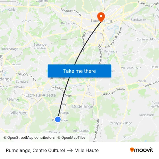 Rumelange, Centre Culturel to Ville Haute map