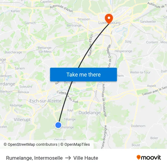 Rumelange, Intermoselle to Ville Haute map