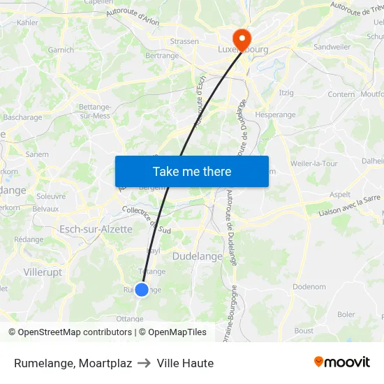 Rumelange, Moartplaz to Ville Haute map