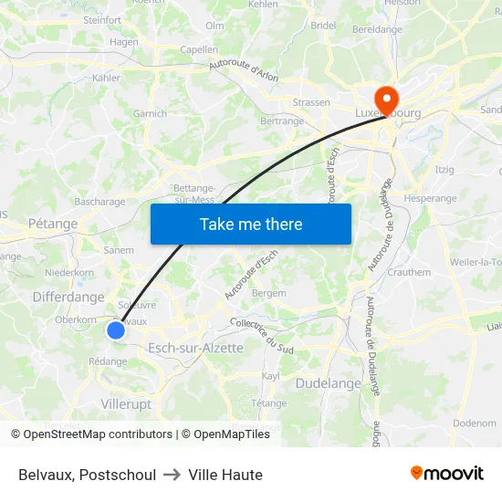 Belvaux, Postschoul to Ville Haute map
