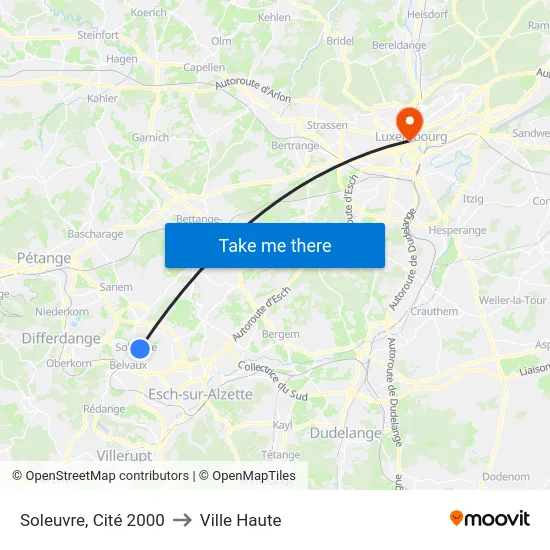 Soleuvre, Cité 2000 to Ville Haute map