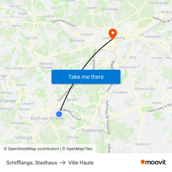 Schifflange, Stadhaus to Ville Haute map
