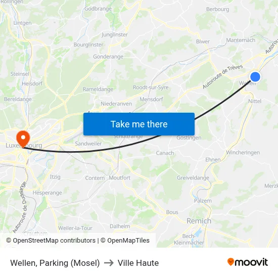 Wellen, Parking (Mosel) to Ville Haute map