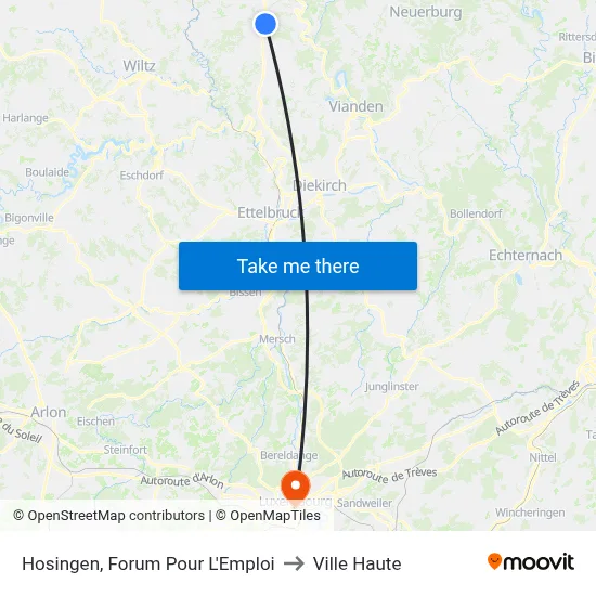 Hosingen, Forum Pour L'Emploi to Ville Haute map