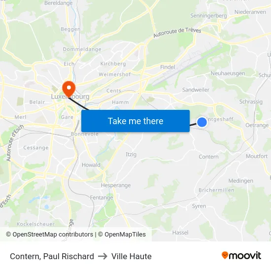 Contern, Paul Rischard to Ville Haute map