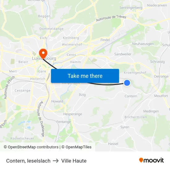 Contern, Ieselslach to Ville Haute map
