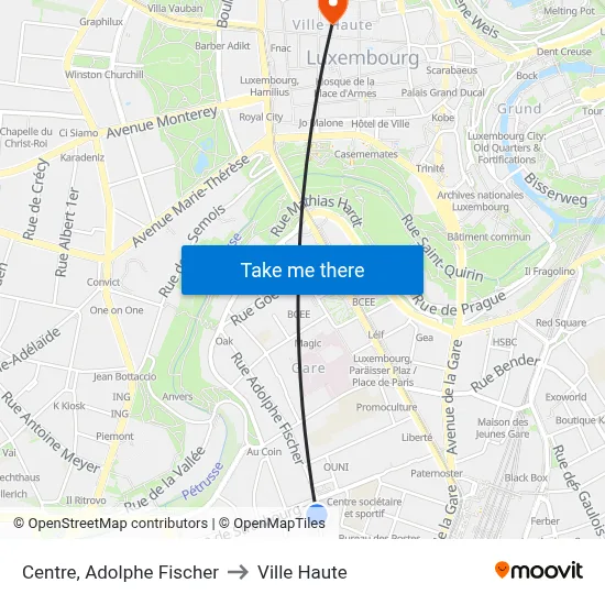 Centre, Adolphe Fischer to Ville Haute map