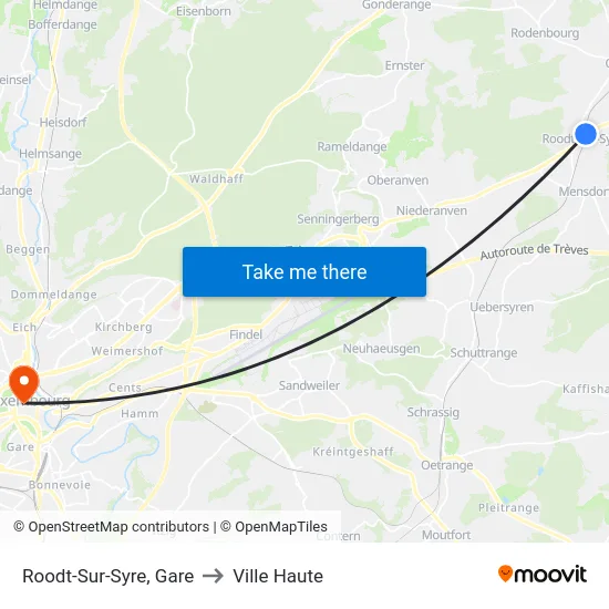 Roodt-Sur-Syre, Gare to Ville Haute map