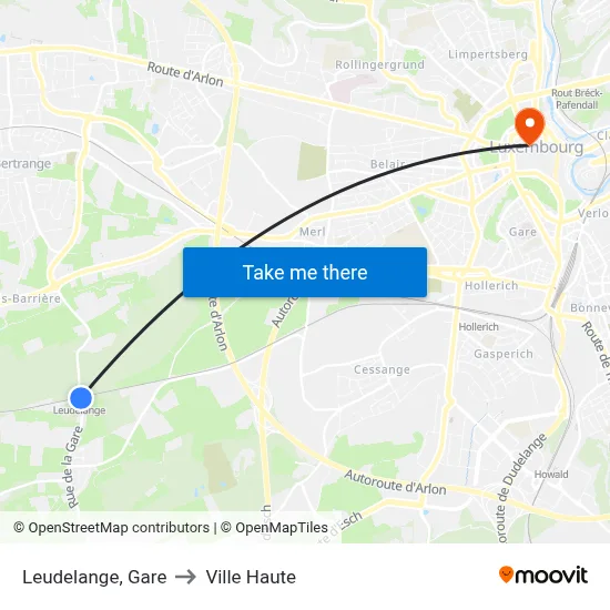 Leudelange, Gare to Ville Haute map