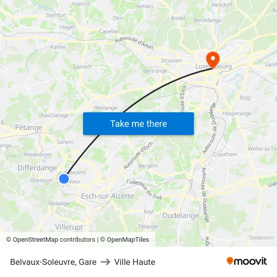 Belvaux-Soleuvre, Gare to Ville Haute map