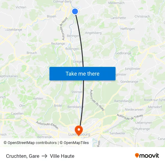 Cruchten, Gare to Ville Haute map