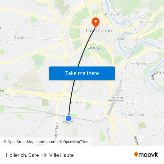 Hollerich, Gare to Ville Haute map