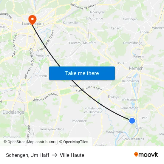 Schengen, Um Haff to Ville Haute map