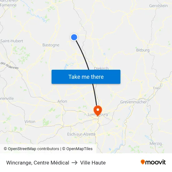 Wincrange, Centre Médical to Ville Haute map