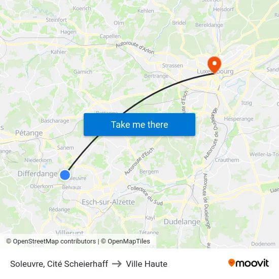 Soleuvre, Cité Scheierhaff to Ville Haute map