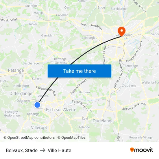 Belvaux, Stade to Ville Haute map