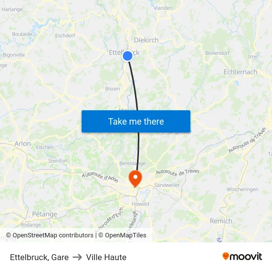 Ettelbruck, Gare to Ville Haute map
