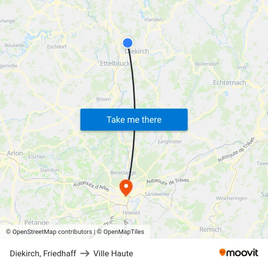 Diekirch, Friedhaff to Ville Haute map