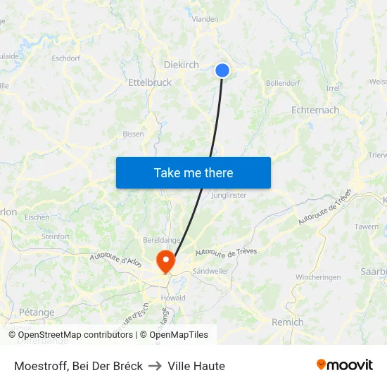 Moestroff, Bei Der Bréck to Ville Haute map