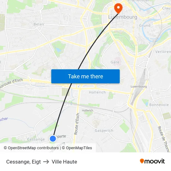 Cessange, Eigt to Ville Haute map