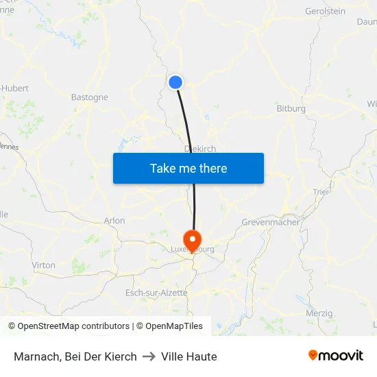 Marnach, Bei Der Kierch to Ville Haute map