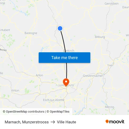 Marnach, Munzerstrooss to Ville Haute map