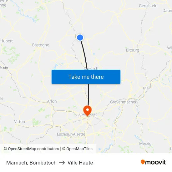 Marnach, Bombatsch to Ville Haute map