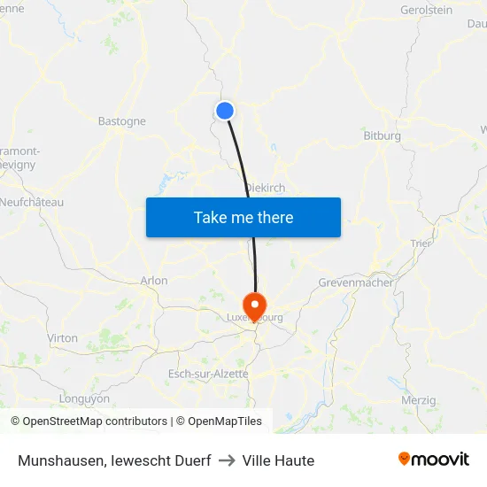Munshausen, Iewescht Duerf to Ville Haute map