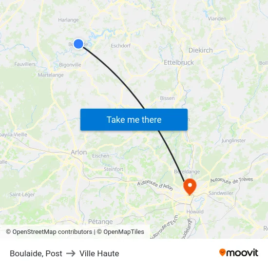 Boulaide, Post to Ville Haute map